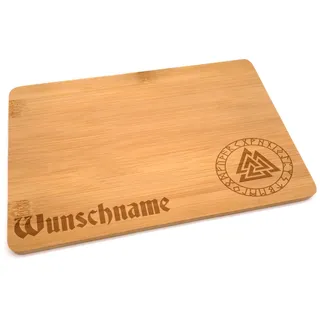 Samunshi® Holzbrett mit Gravur Valknut Runen aus Bambus Brett Frühstücksbrettchen als Holz Schneidebretter Holzbrett Küche Vesperbrett