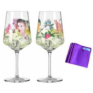 Dekomiro Ritzenhoff 2er Set Sommertau Hugo Aperitifglas #07 + #09 mit Glasreinigungstuch