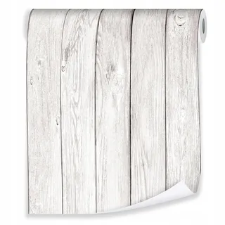 WallArena - Vlies Tapete Holz Bretter 10m - Tapeten für Wohnzimmer Schlafzimmer - Vliestapete Wandtapete - Tapete - Motivtapeten - Wand Dekoration - 3D Effekt- inkl. Kleister - Holzoptik weiß