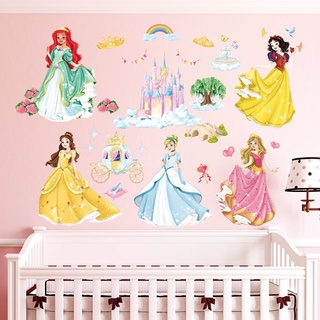 DECOWALL SG-2118 Wunderschöne Prinzessinnen-Wandaufkleber Schloss-Aufkleber abnehmbar Mädchen Kinder Kinderzimmer wandtattoo Wohnzimmer dekor
