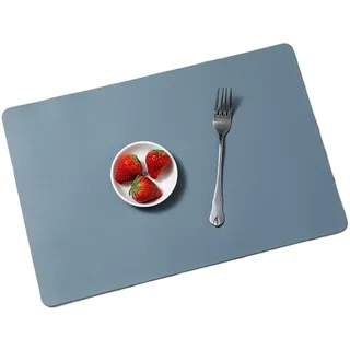 Skrsila Tischsets PU-Leder 4er Set Platzsets Doppelseitig rutschfest Abwaschbar Platzdeckchen Tischset 45x30cm Blau