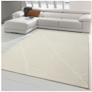 Teppich Klassischer Teppich mit Ribs • recycelt • weich • Rauten creme, Teppich-Traum, rechteckig, Höhe: 12 mm weiß 120 cm x 170 cm x 12 mm