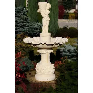 Xlmoebel Gartenbrunnen Stein Gartenbrunnen mit natürlichem Design für entspannende Atmosphäre, (Artikel NAPOLI CARALLO), Hergestellt in Europa weiß