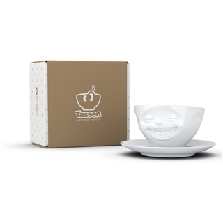 FIFTYEIGHT PRODUCTS Tasse Tasse Lachend weiß - 200 ml - Kaffeetasse Weiß - 1 Stück