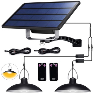 ENCOFT Solarlampen für Außen Hängelampe mit Fernbedienung IP65 Wasserdichte 4W Solar Pendelleuchte Außenbeleuchtung für Garten Camping mit 3M Kabel (2 Licht,Warmweiß)