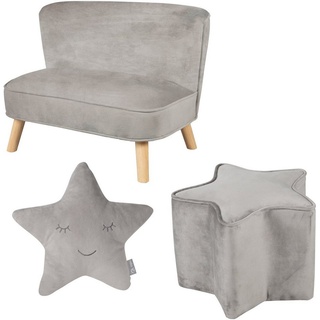 roba® Kindersitzgruppe »Lil Sofa«, (Set, 3-tlg), bestehend aus Kindersofa, Kinderhocker und Dekokissen in Sternform grau|silberfarben