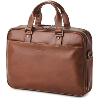DRAKENSBERG Leder Aktentasche 'Aurelio' für Herren, 2 Hauptfächer, luxuriöse 16" Laptoptasche für Büro, Arbeit, Reise, 11L - Kastanien-Braun, DR00502 - L