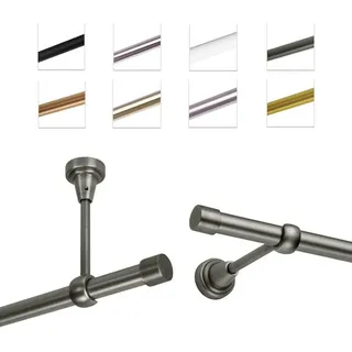 MDEKOR Vorhangstange 1-läufig Ø 19 mm 160 cm Silber/Grau