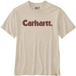 CARHARTT Logo T-Shirt Beige/Dunkelrot XL