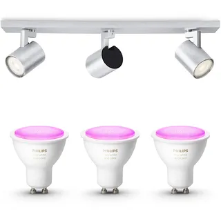 Philips Hue Runner Aufbaustrahler (Aluminium) - 3-Flammig - Weiß/Farbe | Deckenstrahler - GU10 - Hue White and Color Ambiance