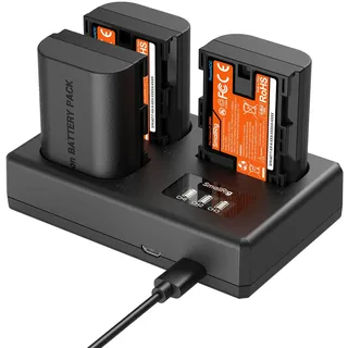 SMALLRIG LP-E6NH Kamera-Akku-Set mit 3 Steckplätzen & 3 Akkus (1940 mAh) | LCD-Ladegerät für Canon EOS R6 Mark II, R5, R6, R7, R5C, 5D Mark II/III/IV, R, 6D, 6D Mark II, 70D, 80D - 6017