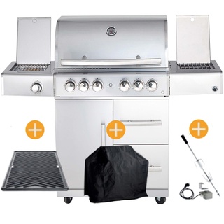 CHEF Paket L3 Backburner Seitenkocher Steakzone AIR System GRATIS: Cover, Grillplatte, Spie√ü