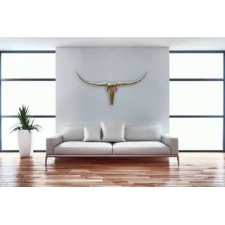 FineBuy Geweih Bull L Aluminium Deisgn Hörner 125 cm Wanddekoration