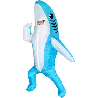 FXICH Aufblasbares Hai Kostüm Erwachsene/Kinder - Funny Blow Up Shark Costume, Lustiges Tierkostüm für Halloween, Karneval & Strandparty