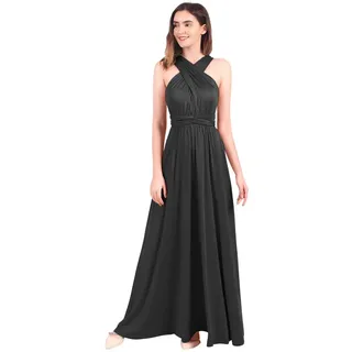 Langes Maxikleid für Damen, schulterfrei, sexy, für Hochzeit, Brautjungfer, Abendkleid, bodenlang, für Abschlussball und Abendveranstaltungen Gr. Small, dunkelgrau - S