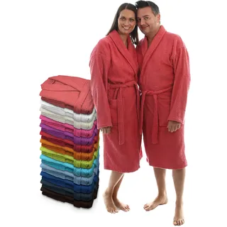 LEBENGOOD Bademantel für Damen, Herren, Unisex, Frottee 100% Baumwolle 400 gr, Flauschig, Kuschelig, Bunt, Leicht, Lang Kurz, Dusche, Größen S, M, L, XL, XXL, Weicher Morgenmantel (XXL, Coral) - XXL