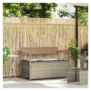 furnicato Gartenbank mit Stauraum 111,5x54x74 cm Hellgrau aus PE-Rattan und grau 111.5 cm x 74 cm x 54 cm