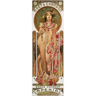 1art1 Alphonse Mucha Poster Moët Et Chandon, Grand Cremant Imperial Plakat-Kunst, 1899 Kunstdruck Bild 91x30 cm