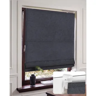 Victoria M. Raffrollo ohne Bohren Faltrollo Klemmfix, 70 x 130cm Anthrazit | Verdunkelung Fensterjalousien Klemmhalter Raffgardine Aluminium-Schienen, Sichtschutz und Sonnenschutz für Fenster & Türen