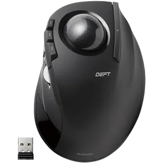 ELECOM DEFT Trackball Mouse, Index Finger, 2.4GHz Wireless | 8 Programmable Buttons, 34mm Ball, Tilt Wheel, Ergonomic Design, 750-1500 DPI, Windows 11 & macOS (M-DT2DRBK)