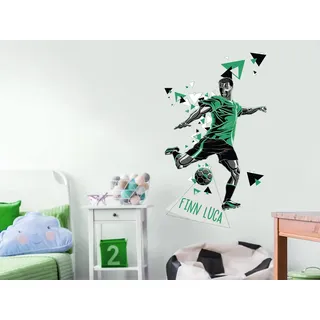 GRAZDesign Wandtattoo Fussball Fußballer personalisiert mit Name groß in vielen Farben für Kinderzimmer/Jungenzimmer / 100x57cm