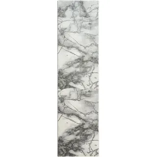 Läufer LEONIQUE "Juliet" Teppiche Gr. B/L: 80 cm x 300 cm, 12 mm, 1 St., grau Teppichläufer modernes Marmor-Design, Läufer, Brücke, Kurzflor, pflegeleicht