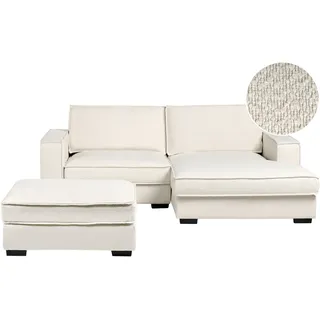 Beliani Ecksofa KOLDING Bouclé Hellbeige mit Ottomane linksseitig