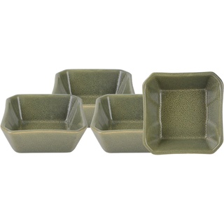 CreaTable Servierschale Dip Bowl, Steinzeug, (Set, 4-tlg), Dipschale, Snackschale, Topaktueller „Streat Food“ Trend grün