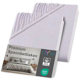 nyvi Spannbettlaken Jersey-Elasthan 180 x 200 - 200 x 200 cm silber 2 St.