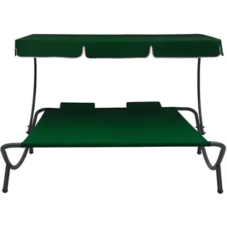 vidaXL Garten-Sonnenliege mit Sonnendach 200 x 173 x 135 cm grün inkl. Kissen