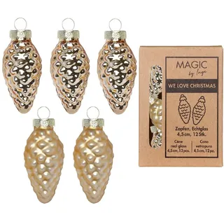 INGE-GLAS 12 Glaszapfen 4,5cm Christbaumschmuck Weihnachtskugeln Weihnachtsbaumschmuck
