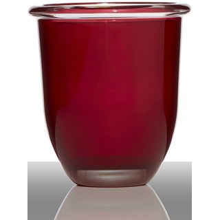 INNA-Glas Übertopf Fynn aus Glas, Trichter/Rund, rot, 17cm, Ø15.5cm - Blumentopf