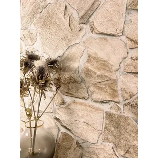 Newroom Vliestapete Ruptur Stone Tapete Steintapete Stein,Ziegelstein,Klinker, Beige Tapete Modern Stein - Steintapete Steinoptik Creme Weiß 3D Optik Industrial Ziegelstein Klinker für Wohnzimmer Schlafzimmer Küche, Steinoptik beige
