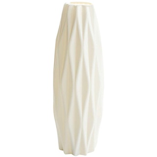 FeiliandaJJ Vase für Pampasgras, Handgefertigte Bruchsicher Vase Deko Modern Geriffelte Blumenvase Tisch Vase Wohnzimmer Zuhause Hochzeit Dekor Tischdeko (Weiß)