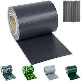 tectake® Sichtschutzfolie, Sichtschutzstreifen mit Befestigungsclips, Windschutz, Sonnenschutz, Sichtschutzmatte für Balkon, Garten, Terrasse, für Stabmattenzaun und Zaunelemente - 70 m, anthrazit