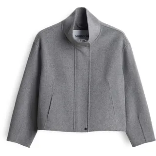 someday Damen Jacke | VARAH Detail Loose Doubleface Jacke aus Wolle Kaschmir Mix ashy Grey Melange, 42 - 42