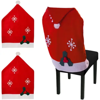 Urhome® Stuhlhusse für Weihnachten aus Filz | 2er Set I Elegante Husse als Weihnachtsdeko | Deko Stuhlschoner für Weihnachten Stuhlhülle | Weihnachtsmützen Stuhlüberzug