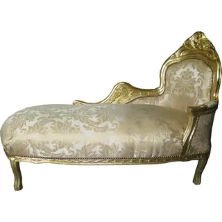 Casa Padrino Barock Chaiselongue Creme Gold Muster / Gold - Recamiere