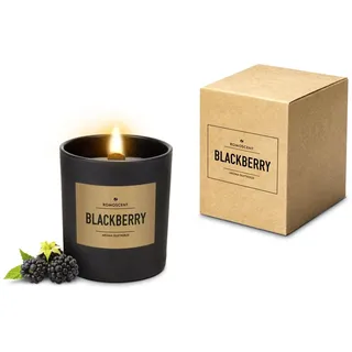 Römer Wellness Geschenkartikel: ROMOSCENT Aromakerze Blackberry, mit originellem Holzdocht, in edlem Glas; Maße: ca. 8 x 8 x 9 cm