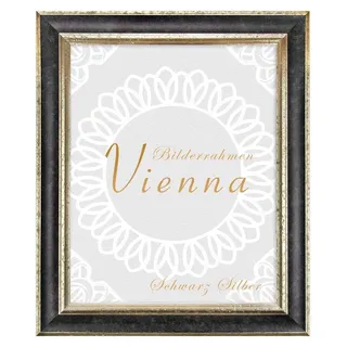 Einzelrahmen Bilderrahmen Vienna, (1 Stück), 50x75 cm, Schwarz Silber, Holz grau|schwarz|silberfarben 50 cm x 75 cm