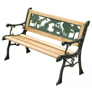PROREGAL® Gartenbank für Kinder, 2-Sitzer, HxBxT 50x82x39cm, Kinderbank Parkbank (für 2 Personen,  LxHxB: 82x50x39cm), Safari-Muster braun|grün|schwarz