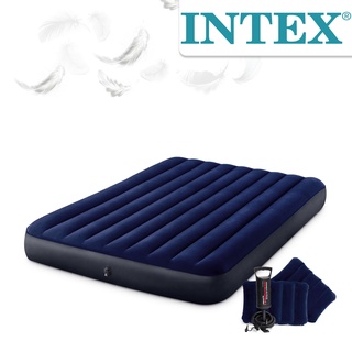 Intex Luftbett 203x152x25 cm blau mit Kissen und Pumpe Gästebett