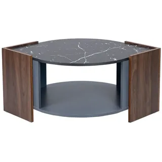 EXTSUD Couchtisch Marmor-Walnuss-Couchtisch, kontrastierende Farben, einzigartige Linien, Marmor-Walnuss-Couchtisch, kontrastierende Farben, einzigartige Linien schwarz