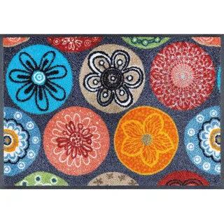 FLOORNOVO Schmutzfangmatte Trend Design - 60 x 40 cm - Meeresgarten - waschbare Fußmatte mit Motiv Innen und Außen - rutschfest und lichtfest