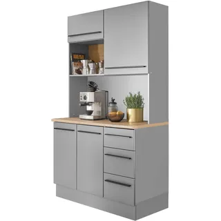 Buffet BASIC BY BALCULINA "Denver, Küchenbuffet BxHxT 120x211x60", grau matt, grau matt, lanzelot eiche, B:120cm H:211cm T:60cm, Holzwerkstoff, Schränke, Breite 120cm, Soft-Close für Türen und Schubkästen