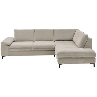 Beldomo Speed Ecksofa, Sand, Metall, 3-Sitzer, Ottomane rechts, L-Form, 308x214 cm, Goldenes M, erweiterbar, Fußauswahl, Stoffauswahl, planbar, Hocker erhältlich, individuell Armteil links, haustierfreundlicher Bezug, Wohnzimmer, Sofas & Couches, Wohnlandschaften, Ecksofas