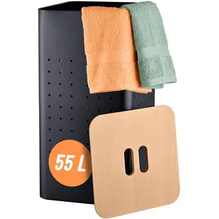Relaxdays Wäschekorb 55 l Schwarz