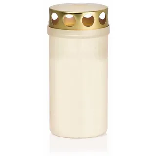 INNA-Glas Grabkerze Grablicht CARMELIA mit Deckel, weiß, 12 cm, Ø6,1 cm, 50h weiß