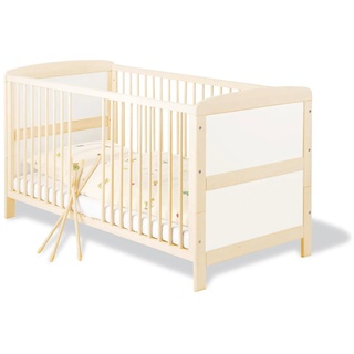 Pinolino Babybett Kinderbett Florian, Schlupfsprossen und Lattenrost, umbaubar, aus Holz