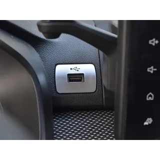 Stahl-Abdeckung für 2021+ Sandero/Sandero STEPWAY/Jogger | USB-Slot-Dekoration | 1 Stück Edelstahl-Kennzeichenrahmen Metall gebürstet Innen-Dekoration Tuning-Zubehör